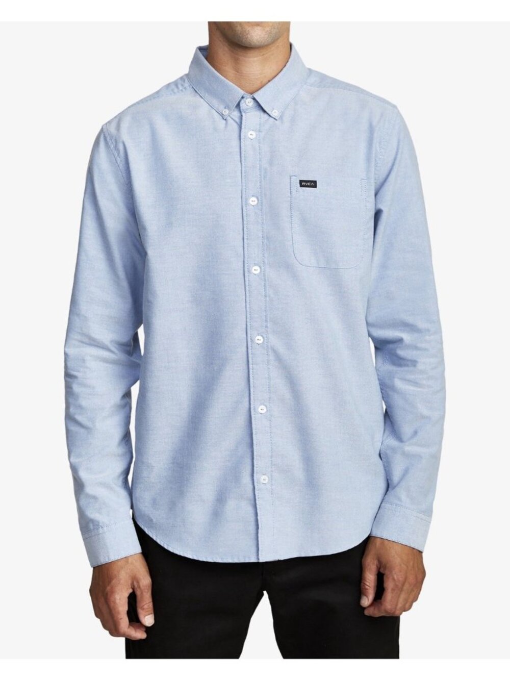 $66 RVCA Men’s Thatll Do Long Sleeves Shirt Button-Up Stretch Blue Size S